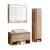 FACKELMANN NATURA Badmöbel Set 4-teilig 94 cm breit, Braun hell, Aufsatzwaschbecken Keramik Weiß + LED Spiegelschrank + Hochschrank Türanschlag rechts
