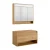 FACKELMANN NATURA Waschbeckenunterschrank mit Spiegelschrank 94 cm breit, Braun hell, LED Spiegelschrank