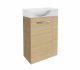 FACKELMANN SBC B. STYLE Gäste WC Waschtisch Set 45 cm breit, Braun, Waschbecken Keramik Weiß, Türanschlag links