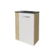 FACKELMANN SBC B. STYLE Gäste WC Waschtisch Set 45 cm breit, Braun/Weiß, Waschbecken Glas Anthrazit, Türanschlag rechts