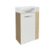 FACKELMANN SBC B. STYLE Gäste WC Waschtisch Set 45 cm breit, Braun/Weiß, Waschbecken Keramik Weiß, Türanschlag links