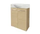 FACKELMANN SBC B. STYLE Gäste WC Waschtisch Set 55 cm breit, Braun, Waschbecken Keramik Weiß, Hahnloch links