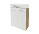 FACKELMANN SBC B. STYLE Gäste WC Waschtisch Set 55 cm breit, Braun/Weiß, Waschbecken Keramik Weiß, Hahnloch links