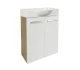 FACKELMANN SBC B. STYLE Gäste WC Waschtisch Set 55 cm breit, Braun/Weiß, Waschbecken Keramik Weiß, Hahnloch rechts