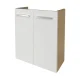 FACKELMANN SBC B.STYLE Waschbeckenunterschrank Gäste WC 55 cm breit, Weiß/Braun, 2 Türen