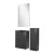 FACKELMANN SBC LUNA Gäste WC Set 4-teilig 45 cm breit, Anthrazit, Waschbecken Glas Anthrazit + LED Spiegel + Midischrank slim, Türanschlag rechts