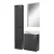 FACKELMANN SBC LUNA Gäste WC Set 4-teilig 55 cm breit, Anthrazit, Waschbecken Keramik Weiß Hahnloch rechts + LED Spiegel + Hochschrank slim