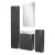 FACKELMANN SBC LUNA Gäste WC Set 5-teilig 55 cm breit, Anthrazit, Waschbecken Keramik Weiß Hahnloch links + LED Spiegel + Hochschrank slim + Midischrank slim