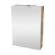 FACKELMANN SBC MILANO Gäste WC Spiegelschrank 50 cm breit, Braun hell, Türanschlag links + Aufsatzleuchte