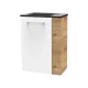 FACKELMANN SBC MILANO Gäste WC Waschtisch Set 45 cm breit, Weiß/Braun hell, Waschbecken Glas Anthrazit, Türanschlag links