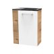 FACKELMANN SBC MILANO Gäste WC Waschtisch Set 45 cm breit, Weiß/Braun hell, Waschbecken Glas Anthrazit, Türanschlag rechts