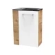 FACKELMANN SBC MILANO Gäste WC Waschtisch Set 45 cm breit, Weiß/Braun hell, Waschbecken Glas Anthrazit, Türanschlag rechts