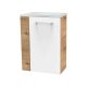 FACKELMANN SBC MILANO Gäste WC Waschtisch Set 45 cm breit, Weiß/Braun hell, Waschbecken Glas Weiß, Türanschlag rechts
