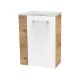 FACKELMANN SBC MILANO Gäste WC Waschtisch Set 45 cm breit, Weiß/Braun hell, Waschbecken Glas Weiß, Türanschlag rechts