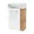 FACKELMANN SBC MILANO Gäste WC Waschtisch Set 45 cm breit, Weiß/Braun hell, Waschbecken Keramik Weiß, Türanschlag links