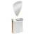 FACKELMANN SBC MILANO Gäste WC Waschtisch Set mit Spiegel 55 cm breit, Weiß/Braun hell, Waschbecken Keramik Weiß