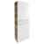 FACKELMANN VERONA Doppel Hochschrank 60 cm breit, Weiß Hochglanz/Braun Dunkel, mit Wäschekorb