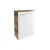 FACKELMANN VERONA Doppel Midischrank 60 cm breit, Weiß Hochglanz/Braun Dunkel, mit Wäschekorb