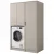 FACKELMANN Waschturm Set 3-teilig 115 cm breit, Grau, Trockner-/Waschmaschinenschrank + Aufsatzschrank + Putzschrank