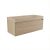 FORZALAQUA IBIZA BELLEZZA Waschbecken mit Unterschrank 100 cm breit, Braun hell, Natursteinwaschbecken Travertin matt mit Hahnloch, 1 Schublade