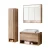 Fackelmann NATURA Badmöbel Set 4-teilig, 94 cm, Braun hell + Spiegelschrank + Hochschrank links