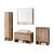 Fackelmann NATURA Badmöbel Set 5-teilig, 94 cm, Braun hell+Spiegelschrank+Midischrank+Hochschrank links