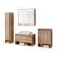 Fackelmann NATURA Badmöbel Set 5-teilig, 94 cm, Braun hell+Spiegelschrank+Midischrank+Hochschrank links