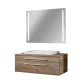 Fackelmann STANFORD Badmöbel Set 3-teilig,110 cm breit, Braun, Keramik + LED-Spiegel