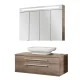 Fackelmann STANFORD Badmöbel Set 3-teilig,110 cm breit, Braun, Keramikbecken + Spiegelschrank