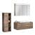 Fackelmann STANFORD Badmöbel Set 4-teilig, 110 cm breit, Braun, Keramik+Spiegelschrank+Midischrank l.