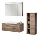 Fackelmann STANFORD Badmöbel Set 4-teilig, 110 cm breit, Braun, Keramik+Spiegelschrank+Midischrank r.