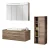Fackelmann STANFORD Badmöbel Set 4-teilig, 110 cm breit, Braun, Keramik+Spiegelschrank+Midischrank r.