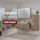 Fackelmann STANFORD Badmöbel Set 4-teilig, 110 cm breit, Braun, Keramik+Spiegelschrank+Midischrank