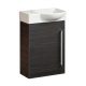 LANZET K3 Gäste WC Waschtisch Set 45 cm breit, Anthrazit Holzoptik, Waschbecken Keramik Weiß, Türanschlag links