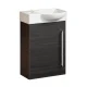 LANZET K3 Gäste WC Waschtisch Set 45 cm breit, Anthrazit Holzoptik, Waschbecken Keramik Weiß, Türanschlag links