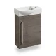 LANZET K3 Gäste WC Waschtisch Set 45 cm breit, Braun dunkel, Waschbecken Keramik Weiß, Türanschlag rechts