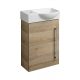 LANZET K3 Gäste WC Waschtisch Set 45cm breit, Braun hell, Waschbecken Keramik Weiß, Türanschlag links