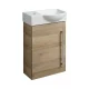 LANZET K3 Gäste WC Waschtisch Set 45cm breit, Braun hell, Waschbecken Keramik Weiß, Türanschlag links
