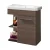 LANZET K8 Gäste WC Waschtisch Set 60 cm breit, Braun dunkel, Waschbecken Keramik Weiß, Türanschlag rechts
