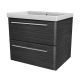 LANZET K8 Waschbecken mit Unterschrank, 60 cm breit, Anthrazit, Waschbecken Keramik Weiß