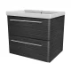 LANZET K8 Waschbecken mit Unterschrank, 60 cm breit, Anthrazit, Waschbecken Keramik Weiß