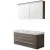LANZET K8 Waschtisch Set mit Spiegelschrank 120 cm breit, Braun dunkel, Doppelwaschbecken Keramik Weiß