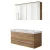 LANZET K8 Waschtisch Set mit Spiegelschrank 120 cm breit, Braun hell, Doppelwaschbecken Keramik Weiß
