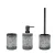 WENKO ANFO Accessoire Set, Grau, Zahnputzbecher, Seifenspender, WC-Garnitur, Keramik
