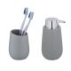 WENKO BADI Accessoire Set, Grau, Zahnputzbecher, Seifenspender, Keramik