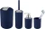 WENKO BRASIL Accessoire Set, Blau, Zahnputzbecher, Seifenspender, WC-Garnitur, Kosmetikeimer
