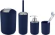 WENKO BRASIL Accessoire Set, Blau, Zahnputzbecher, Seifenspender, WC-Garnitur, Kosmetikeimer