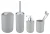 WENKO BRASIL Accessoire Set, Grau, Zahnputzbecher, Seifenspender, WC-Garnitur, Kosmetikeimer