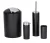 WENKO CALVO Accessoire Set, Schwarz, Zahnputzbecher, Seifenspender, WC-Garnitur, Kosmetikeimer