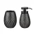 WENKO IDRO Accessoire Set, Schwarz, Zahnputzbecher, Seifenspender, Keramik